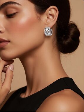 Tori Burch Elegant Silver Hoop Earrings